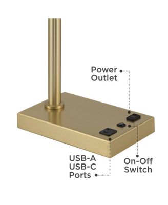 Keegan 24 1/2" High Modern Desk Lamp Adjustable USB Port AC Power Outlet Gold Brass Finish Metal Charging
