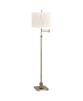 Westbury Modern 70" Tall Standing Floor Lamp Metal Brass Finish Linen Diamond Pleated