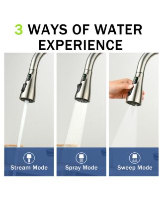 3-in-1 Kitchen Faucet with LED Temp Display, Glass Rinser and Pull-Down Sprayer, Brushed Nickel