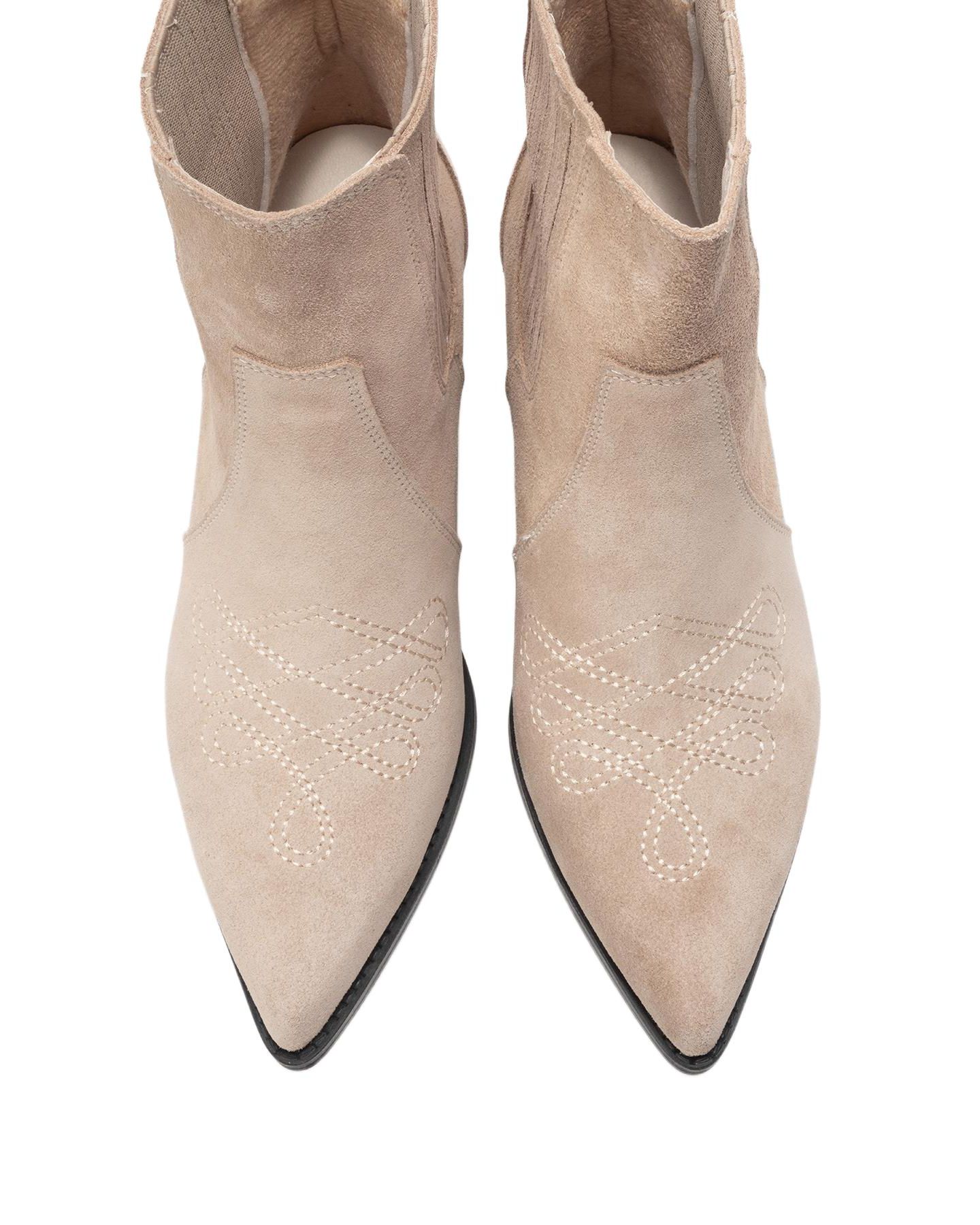 Женские ботинки Forever & Always Shoes Julieta Leather Block Heel Western Boot, цвет: Бежевый замшевый — фото 3