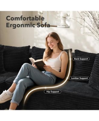 106" Cloud Sectional Sofa with Chaise, Modular Deep Seat Couch, No Assembly