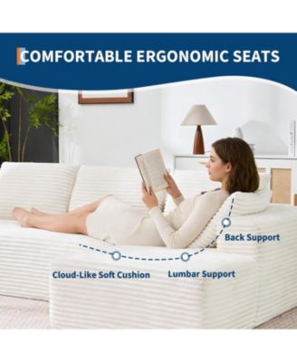 130" U-Shaped Modular Sectional Sofa, Boneless Cloud Couch with 2 Chaise and Pillows