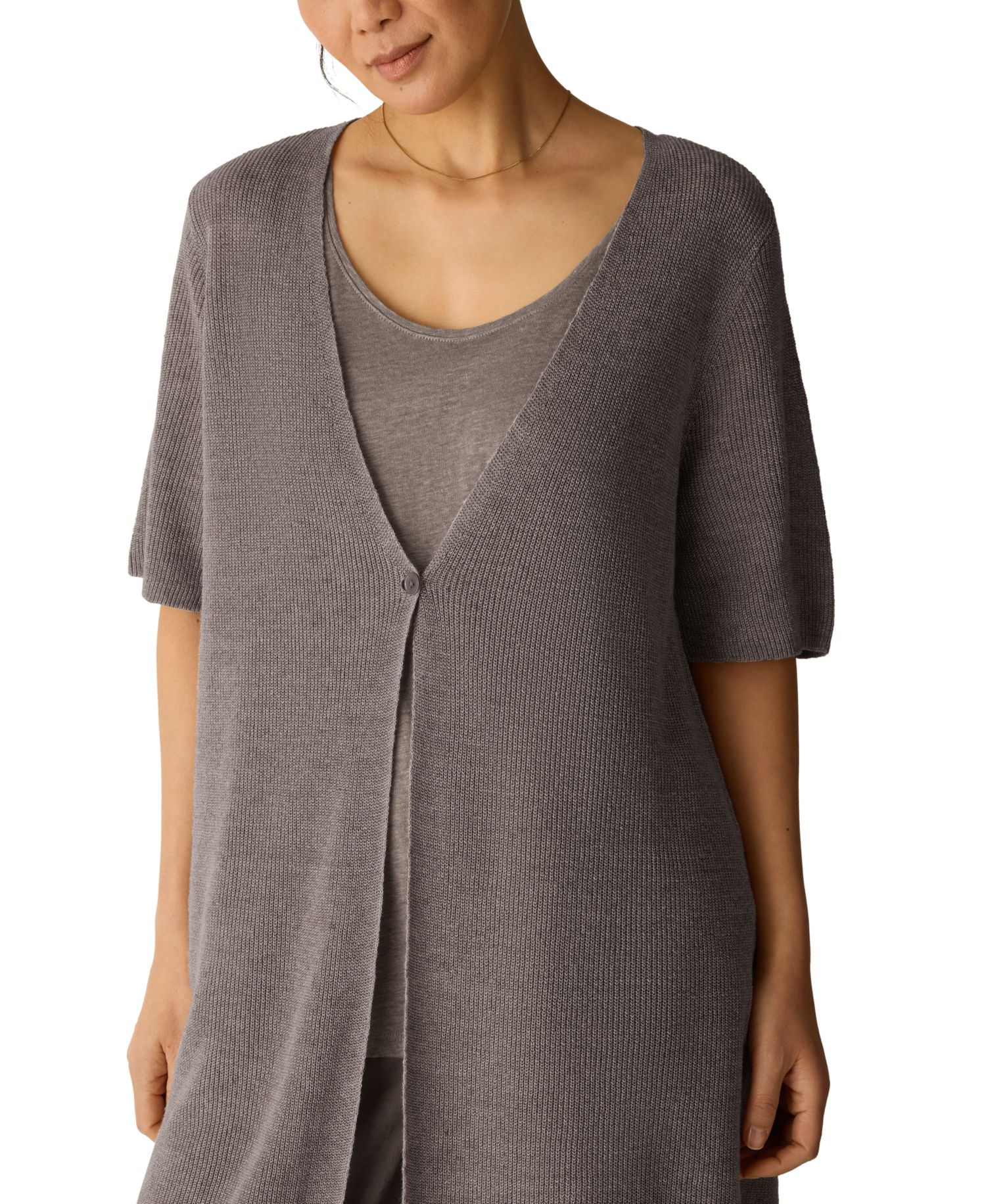 Women's V-Neck Short-Sleeve Cardigan Sweater