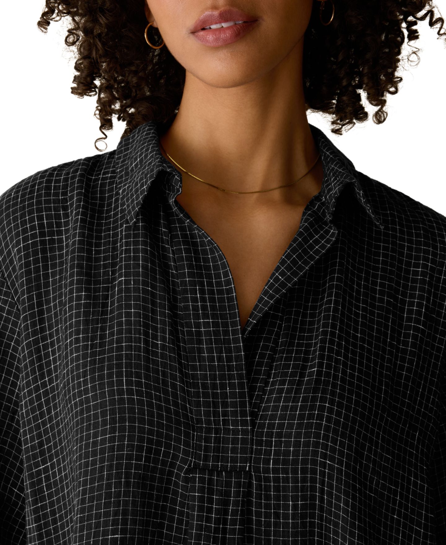 Женское платье Eileen Fisher с воротником и коротким рукавом, цвет: Чёрный / Белый — фото 3