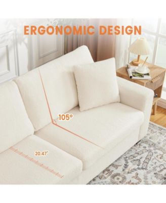 84" Loveseat Sofa, Teddy Velvet 3-Seater Couch with Deep Seat, Removable Cushions, Comfy Sofa for Living Room