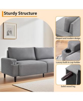 80.7" Loveseat Sofa, Fabric Sleeper Couch with Wood Frame, Easy Assembly for Apartment