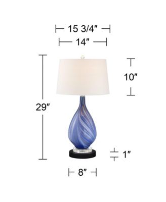 Taylor Modern Table Lamp with Round  Marble Riser 29" Tall  Art Glass Shade for Bedroom Living Room Bedside Office