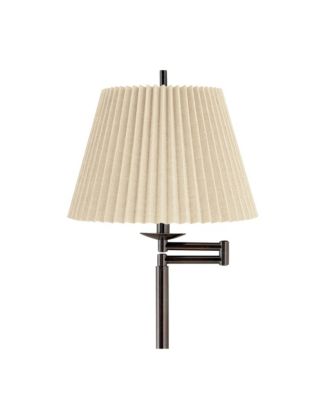 Modern 60" Tall Standing Floor Lamp Skinny Adjustable Swing Arm Metal Bronze Finish Pleated