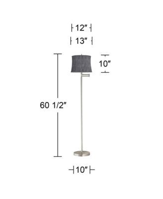 Druckman Modern Tall Standing Floor Lamp Adjustable Swing Arm Metal Brushed Nickel Finish Drum Kensing