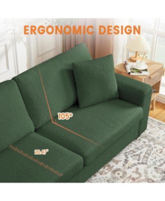 83" Sofa Couch with Deep Seat, Teddy Fleece 3-Seater Sofa with Wide Armrests and Removable Cover