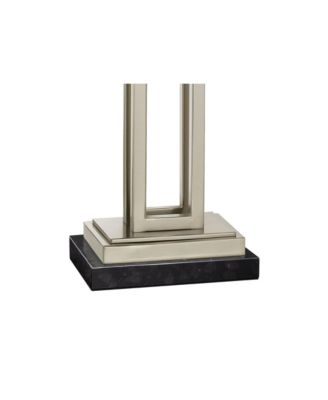 Modern Table Lamp with Marble Riser 30" Tall Brushed Nickel  Fabric Shade for Bedroom Living Room