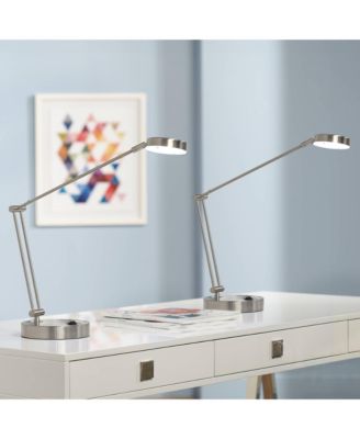 Jarrett 19" High Small Modern Desk Lamps Set of 2 Adjustable LED Satin Nickel Finish Metal Home Office