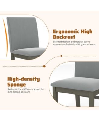 Set of 2 Velvet Upholstered High-Back Dining Chairs with Rubber Wood Legs