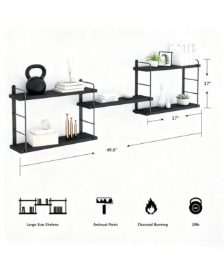Wall Shelves Floating Wood Mounted Bookshelves Storage 40lb Capacity