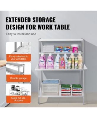 12 x 48 in Double Overshelf Adjustable Stainless Steel Storage Shelf