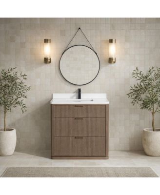 Aria 36" Bathroom Vanity Smoked Oak
