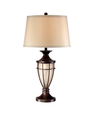 Mission Cage Traditional Table Lamp 33" Tall Brushed Iron Cage Glass with Dimmer Nightlight