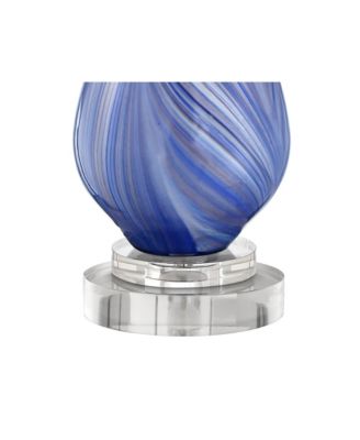 Taylor Contemporary Table Lamp with Round Riser 30 1/2" Tall Art Glass Fabric Drum Shade for Bedroom Living Room Office