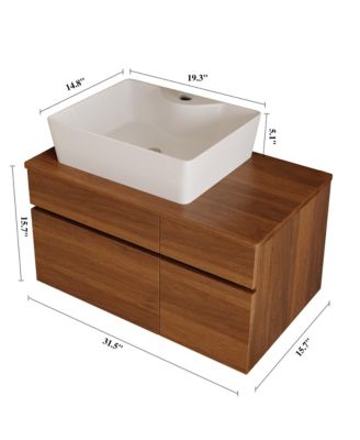 31.5 Inches Floating Single Small Bathroom Vanity with Sink