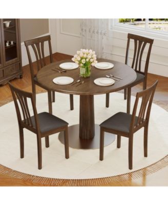 Set of 2 Linen Upholstered Wooden Dining Chairs with Rubber Wood Frame