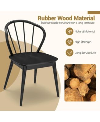 Set of 2 Windsor-Style Spindle-Back Dining Chairs with Wide Contoured Seat