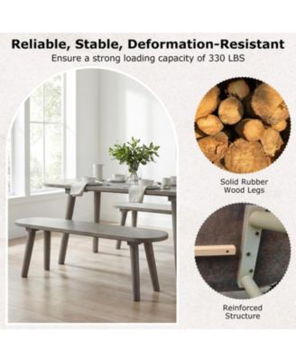 Solid Wood Farmhouse Dining Bench with Rubber Wood Legs