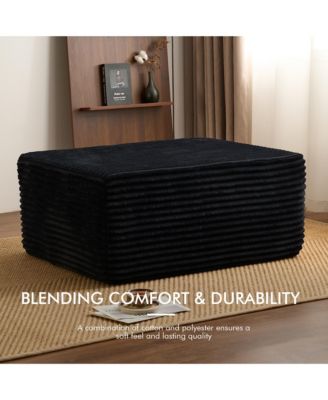 37" Corduroy Ottoman, Upholstered Cloud Ottoman for Boneless Couch, Modular Sectional Sofa for Living Room, Memory Foam