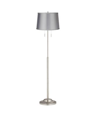 Abba Modern Floor Lamp Standing 66" Tall Brushed Nickel Light Satin Tapered Drum Shade for Living Room Bedroom Office House Home