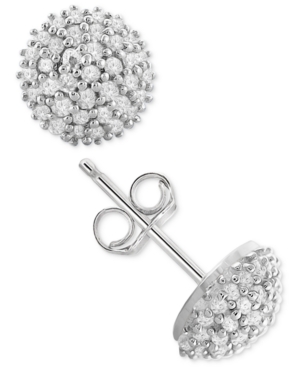 image of Diamond Pave Stud Earrings (1/4 ct. t.w.) in Sterling Silver