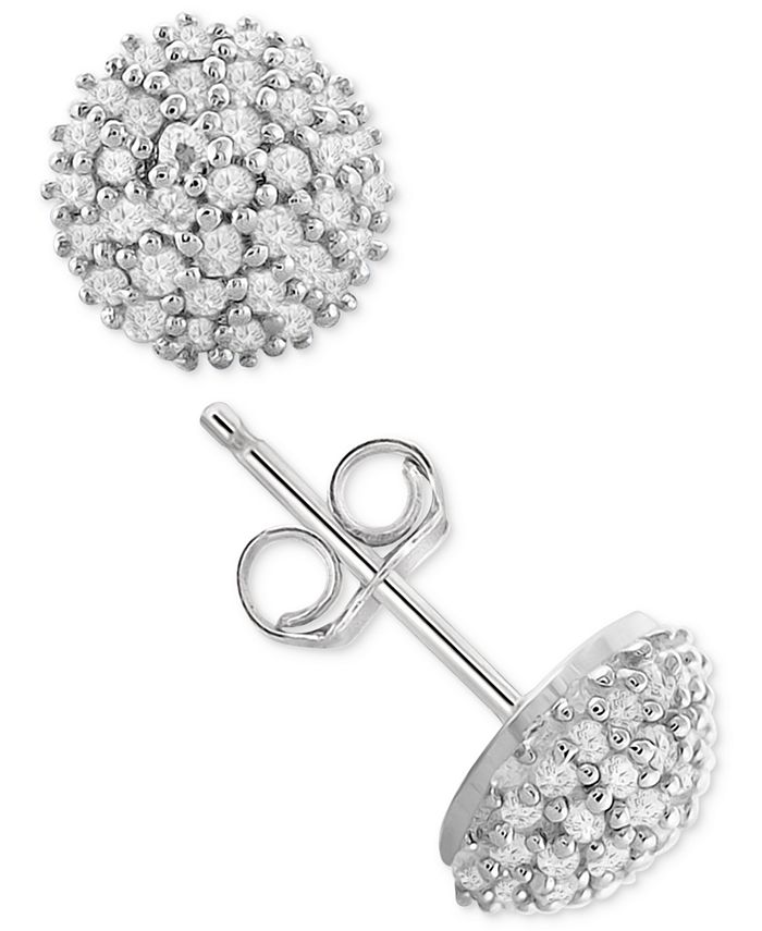 Macy's - Diamond Pav&eacute; Stud Earrings (1/4 ct. t.w.) in Sterling Silver