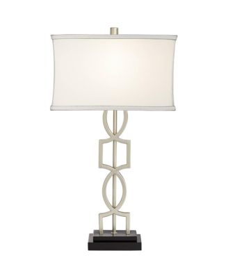 Evan Modern Table Lamps 28 1/2" Tall Set of 2 Brushed Nickel with USB Charging Port Table Top Dimmers Rectangular Shade for Bedroom