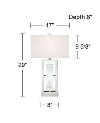 29" Tall Rectangular Modern End Table Lamp Mirrored Glass Finish Metal Living Room Bedroom