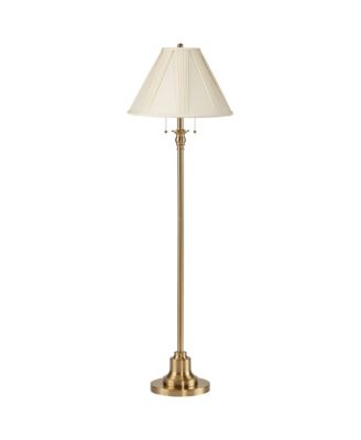 Dyna Traditional 58" Tall Standing Floor Lamp Pole Pull Chain Antique Brass Finish Pleated French Shade