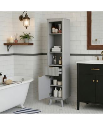 Tall Storage Cabinet, Adjustable Shelves with One Drawer and Door, Versatile for Bathroom