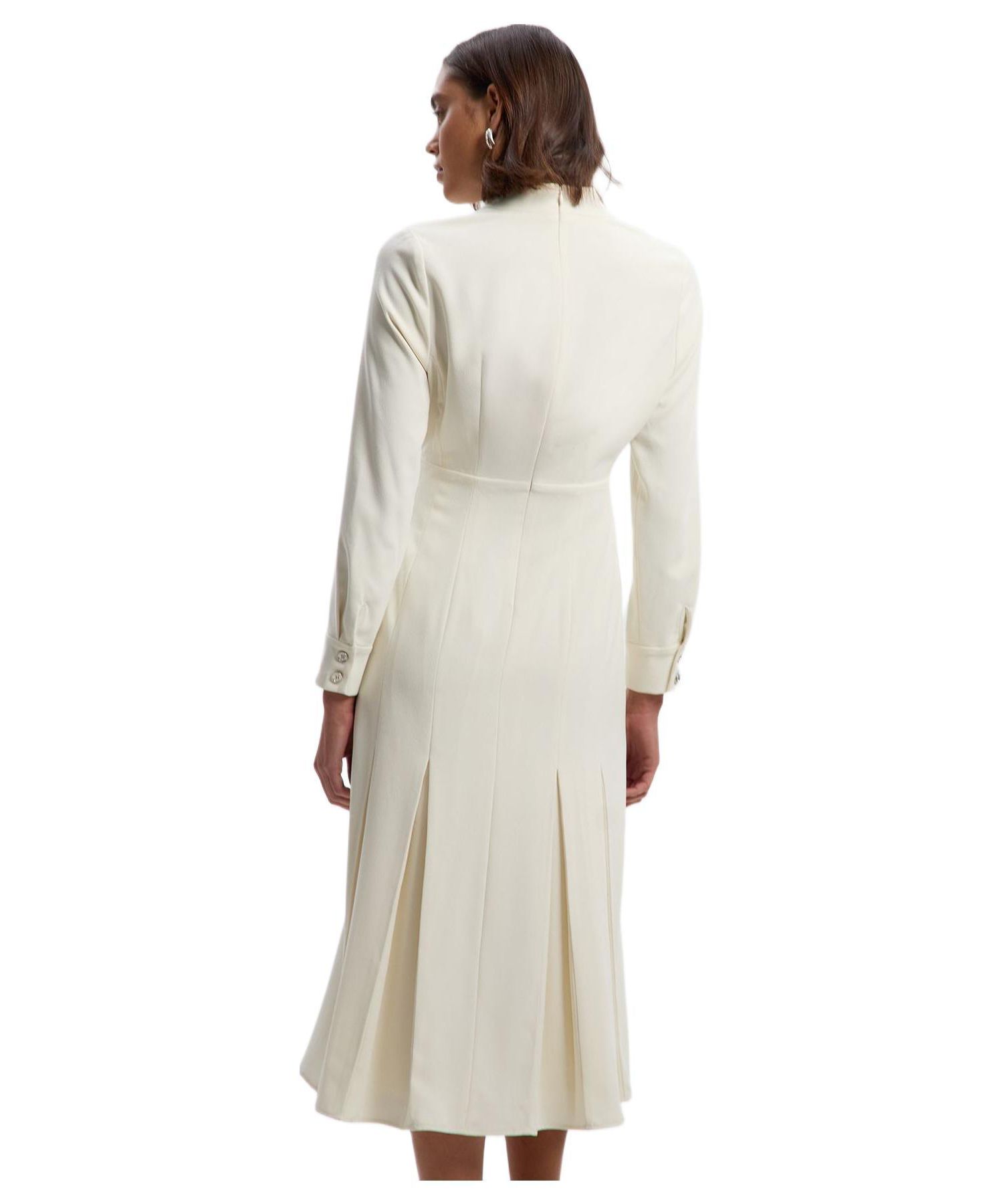 Women's Crepe Buckle Waist Midi Shirt Dress