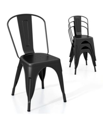 Set of 4 Metal Dining Chairs with Removable Backrest