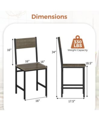 Set of 4 Engineered Wood Dining Chairs with Metal Legs and Slanted Back