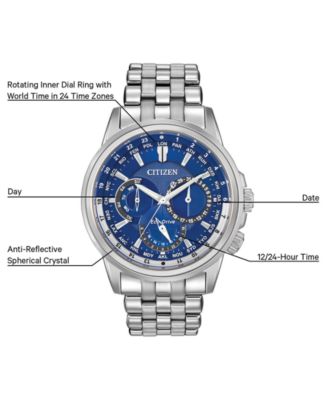 Men's Eco-Drive Calendrier Stainless Steel Bracelet Watch 44mm BU2021-51L