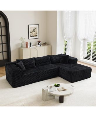 106" Modular Sectional Sofa with Pillows, L-Shape Corduroy Cloud Couch