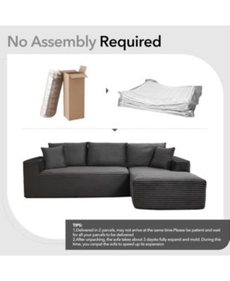 108" Cloud Sectional Sofa, L-Shaped Couch with Deep Seat, Corduroy