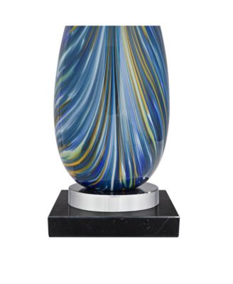 Pablo Modern Table Lamp with Square Marble Riser 27" Tall  Art Glass  Shade for Bedroom Living Room Bedside