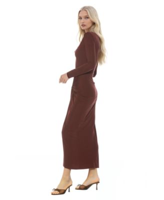 Women's Revel Long Sleeve Draped Skirt Maxi Dress