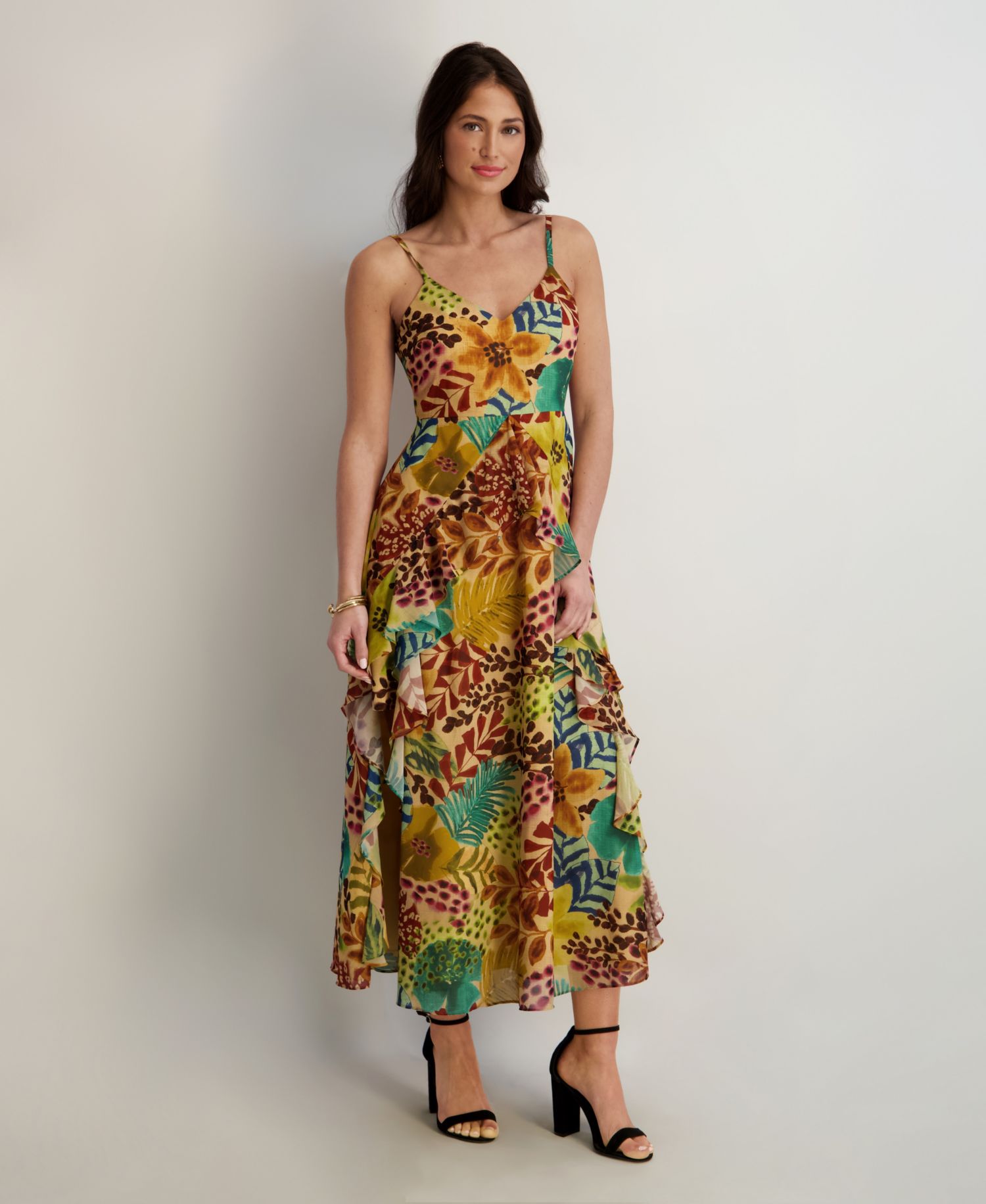 Women's Printed Chiffon V-Neck Dress