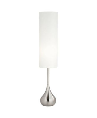 Moderne Mid Century Modern 62" Tall Droplet Floor Lamp with Smart Socket Brushed Nickel Cylinder Shade for Living Room