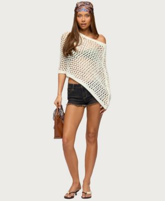 Women's Cloe Off Shoulder Crochet Poncho