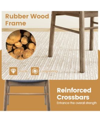 Set of 2 Fabric Upholstered Armless Dining Chairs with Rubber Wood Frame in Oak