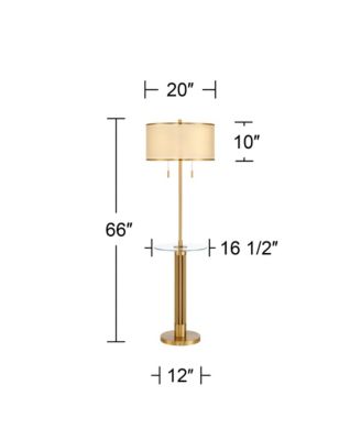 Granview Mid Century Modern 66" Tall Standing Floor Lamp with Glass Table USB Port Gold Metal Warm Brass Finish