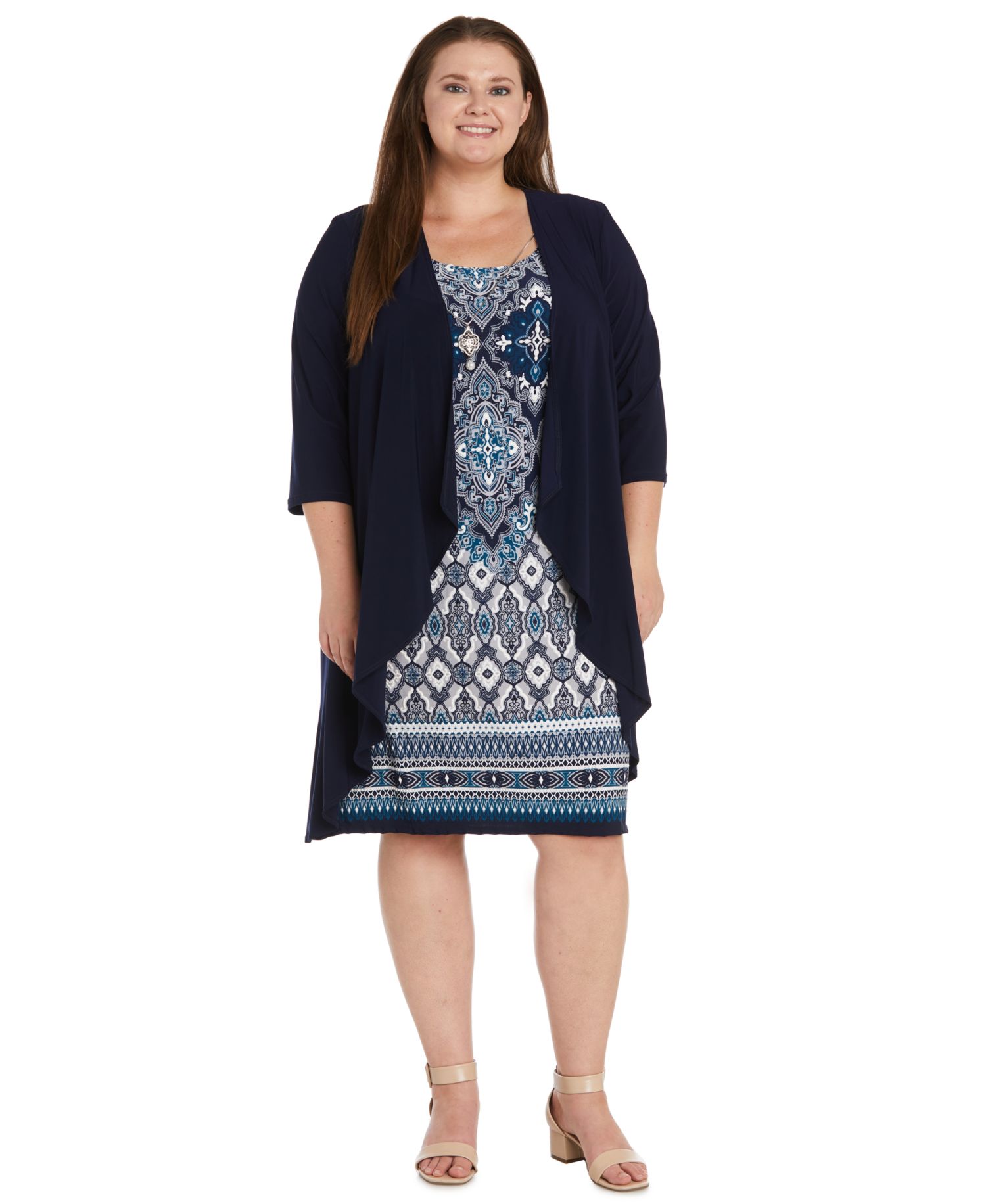 Plus Size Printed Jacket Dress