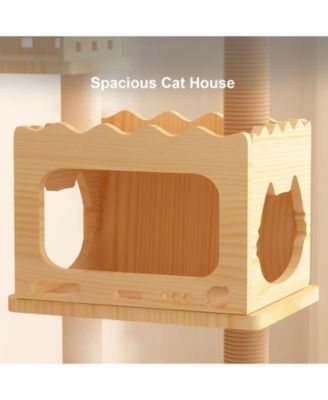 66.9 in. Modern Cat Tree Tower For Indoor Cats With Sisal Scratching Posts Window Seat And Condo