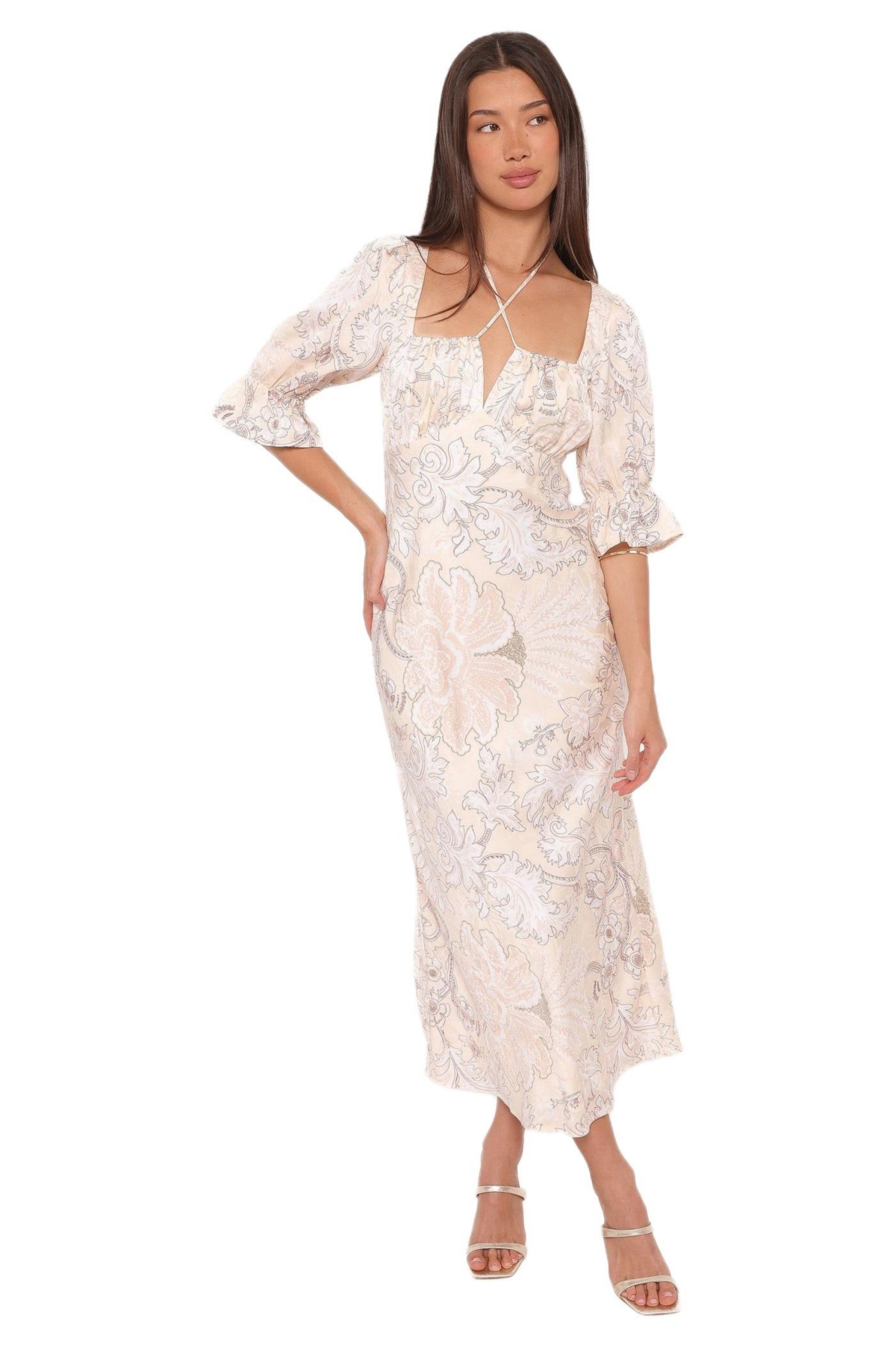 Petal and Pup Women's Pauline Long Sleeve Maxi Dress - Pastel paisley